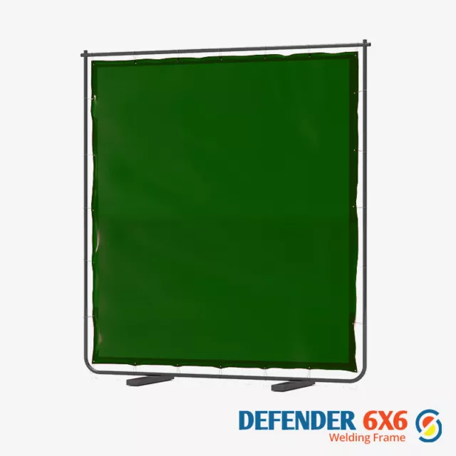 Rideau et cadre de soudage Defender 6x6 en vert 6 pieds W x 6 pieds H