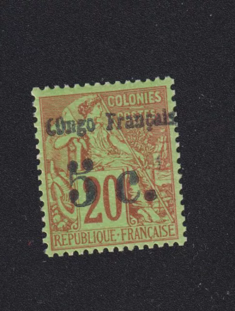 Timbre du Congo colonie Française, N° 3, 5 c sur 20 c Alphée Dubois gomme luxe