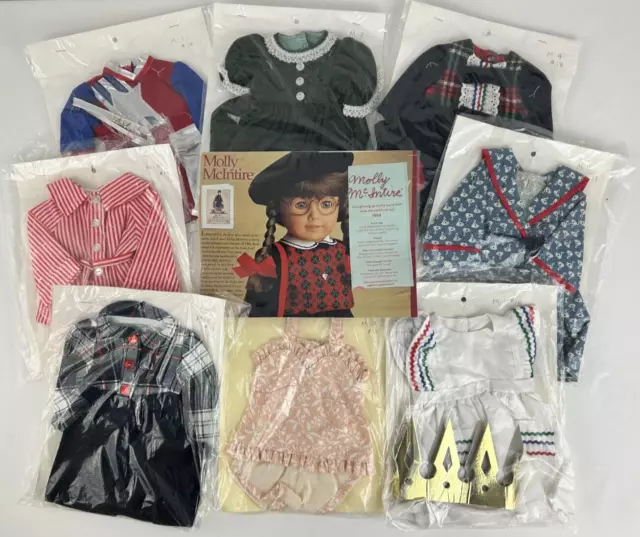 American Girl Molly 18" Doll, Lot of 8 Outfits, Accurate Homemade Reproductions