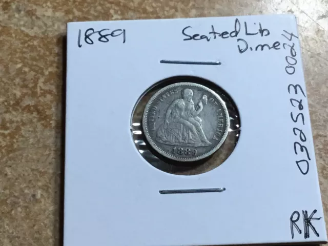 1889-Seated Liberty Dime-90% Silver Dime-Fine Condition-032523-0024