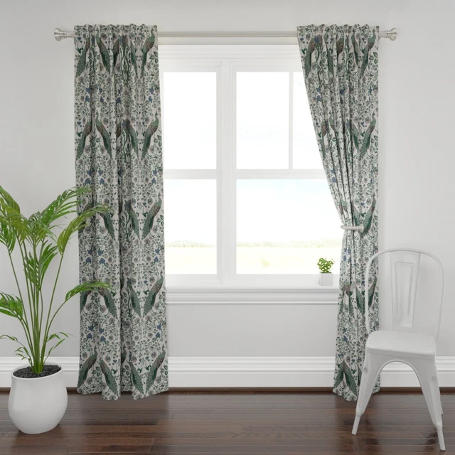 Peacock Art Nouveau Victorian Birds And 50" Wide Curtain Panel by Spoonflower