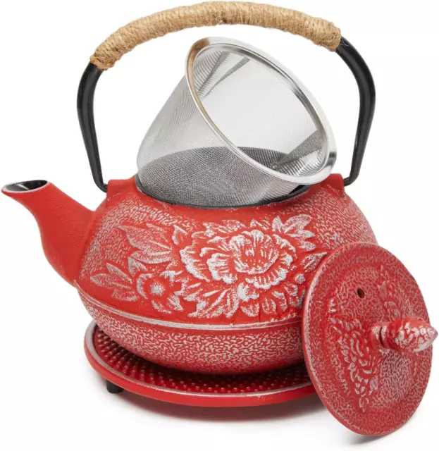 Cast Iron Teapot with Infuser - Japanese Tea Kettle, Loose Leaf Tetsubin with Ha