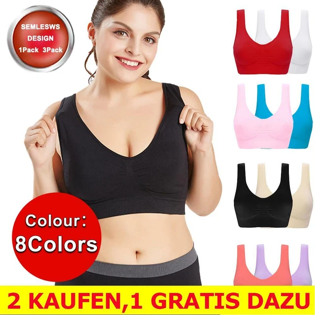 Damen Push Up Sport BH Bra Unterwäsche Fitness Yoga Bustier Seamless ohne Bügel