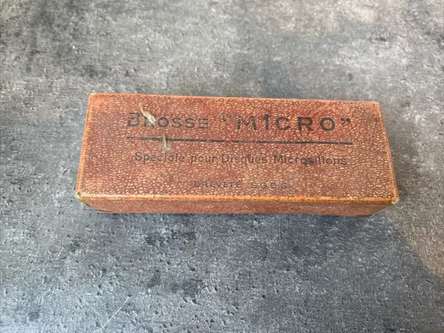 Ancienne Brosse Micro Spéciale Disques Vinyles Microsillons Sgdg Boîte
