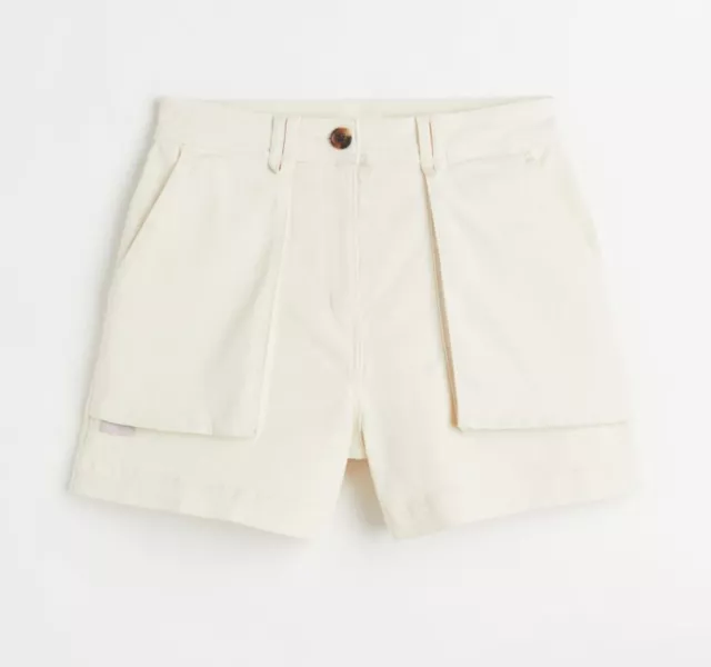 Pantalones cortos de carga crema de gran altura H&M talla 2 bolsillos