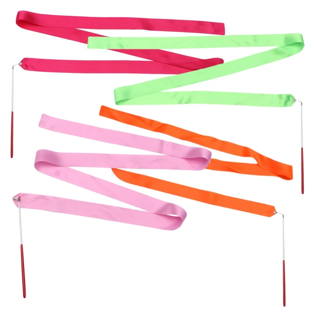 10 Rubans De Gymnastique Rythmique – Longueur 2 M, Manche Fibre De Verre – Couleurs Vives – Pour Danse, Entraînement, Spectacle