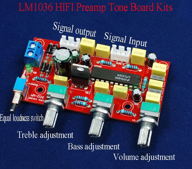 LM1036 HIFI PREAMP Tone Board DIY Kits Bass Treble Volume Control Pre