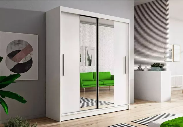 NEW MODERN SLIDING DOOR WARDROBE 150cm wide WHITE OR SONOMA WITH OPTIONAL LEDS!