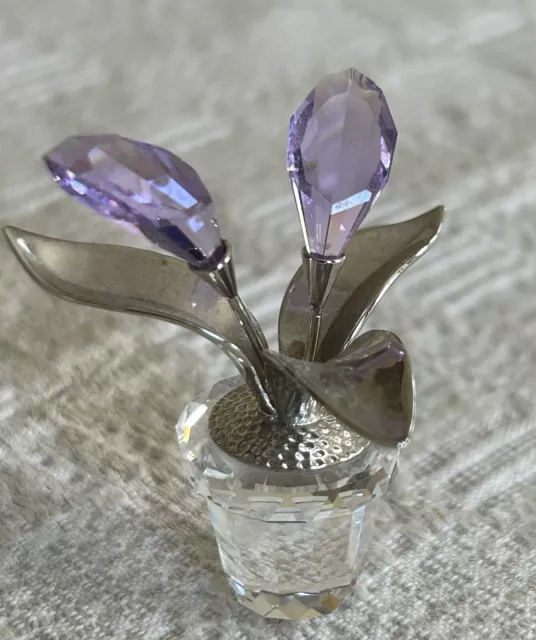 Swarovski Crystal Memories – Lilac Calla Lillies Rhodium Stems 855900 No Box