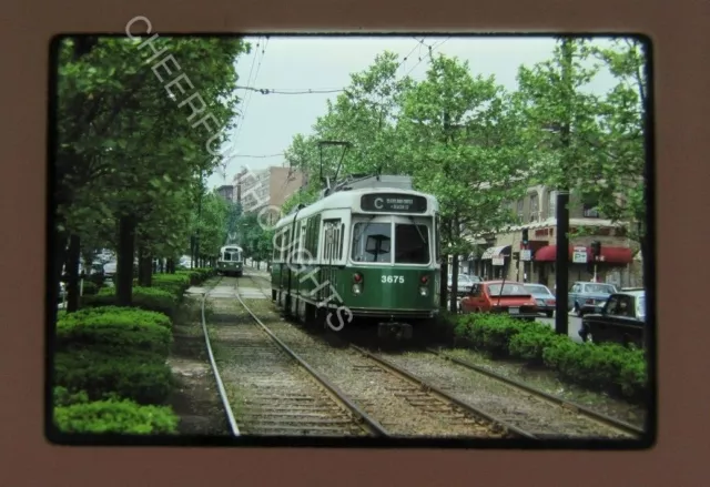 Original '90 Kodachrome Slide MBTA Boston Transit 3675 Trolley action    34W3