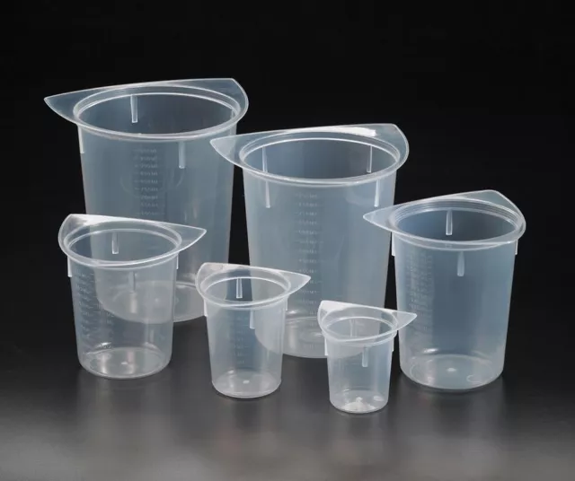 Lot 6 Plastic Beakers Beaker Various Sizes 50, 100, 250, 400, 800 & 1000ml