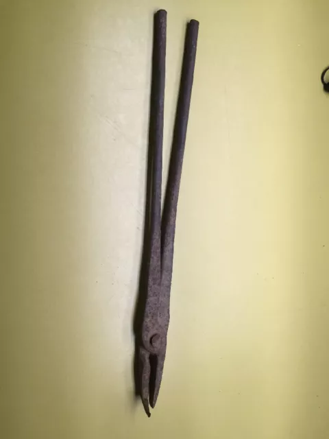 Blacksmith Tongs 18" Long hook on 1 side Hand Forged Farrier Anvil Forging Iron