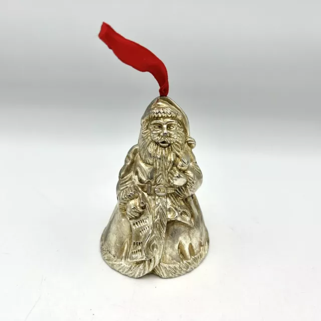 Godinger 1970s Silver Art Santa Bell Christmas Ornament 3.5" Retired