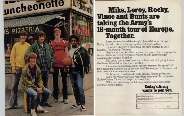 1971 Army Recruitment Vintage Print Ad 5 Recruits On Street Corner Photo