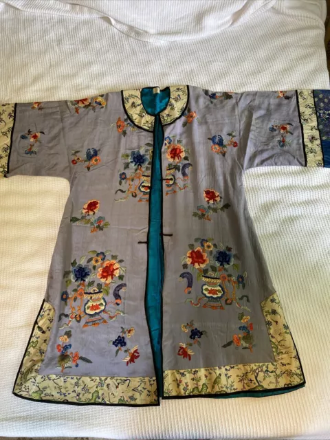 VINTAGE CHINESE ASIAN Kimono Robe Silk Embroidered $290.00 - PicClick
