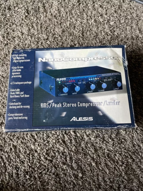 Alesis Nano Compressor RMS Peak Stereo Compressor Limiter & Power Supply