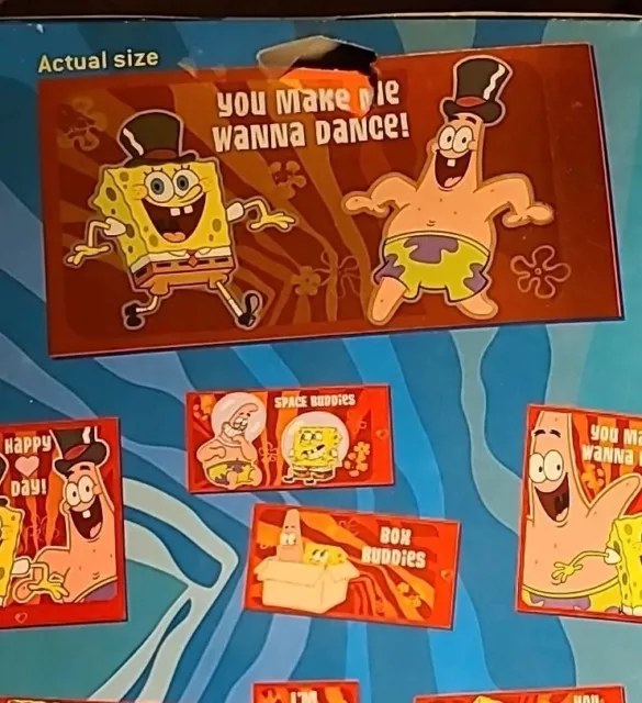 VTG 2004 Spongebob Squarepants 30 Foil Valentine Cards plus Stickers Nickelodeon 3