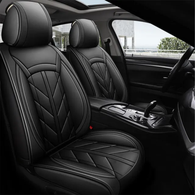 Black Full Set PU Leather Car Seat Covers Cushion For Citroen C3 C4 C5 Picasso
