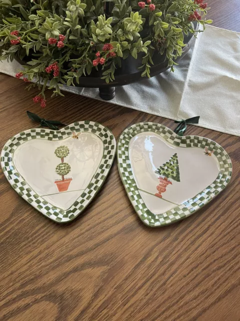 Pair Of Hand Painted Heart Shaped Pottery Wall Decor By Mesa Intl Hungary