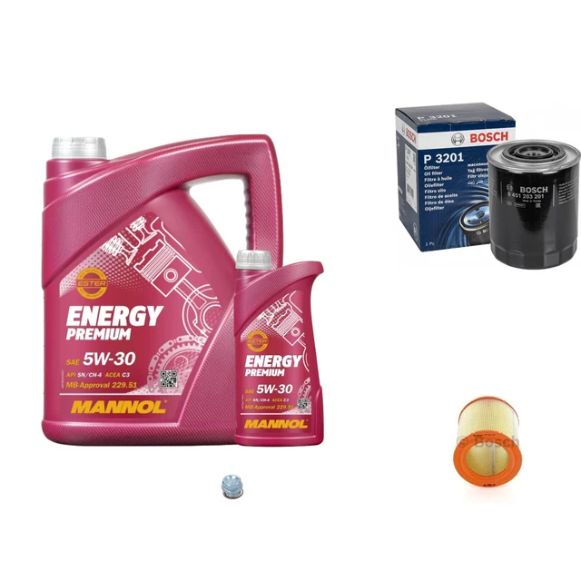Bosch Pacchetto di Ispezione 6 L mannol Energy Premium 5W-30 per Fiat Ducato