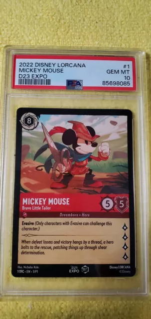 Disney Lorcana Psa 10 Mickey Mouse Gem Mint D23 1St Ed. Card