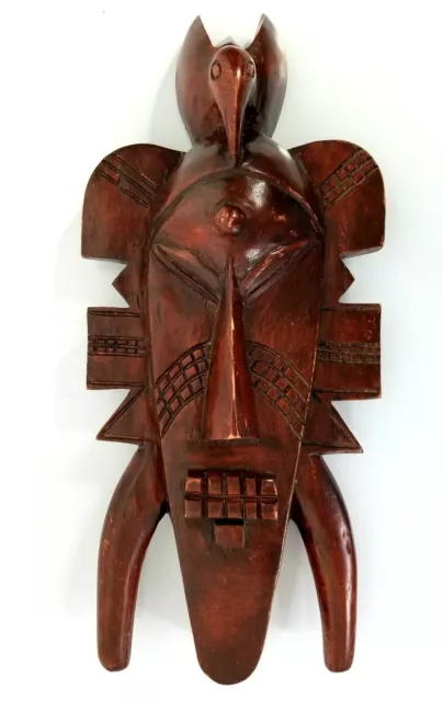 Wood Mask SENUFO Bird Crest Hand Carved Ivory Coast African Tribal Art 15.5"