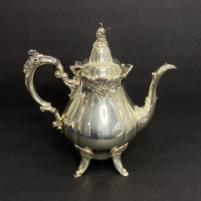 Vtg Silver Baroque Wallace 281 Coffee Tea Pot Ornate Silverplate Rococo Footed