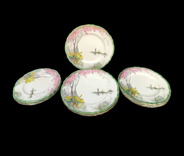12 Antique Royal Winton Grimwades Dinner Plates Set Large Medium Small Daffodil