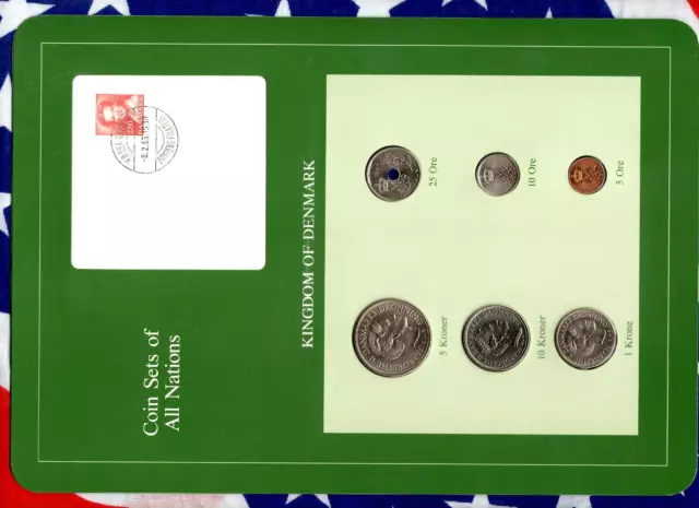 Coin Sets of All Nations Denmark all 1984 UNC 1, 5, 10 Kroner 25, 10, 5 Ore