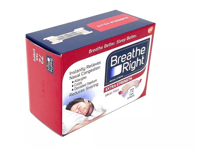 Tiras nasales bronceadas Breathe Right Extra Strength 72 TIRAS BRONCEADAS PAQUETE PREMIUM 2025