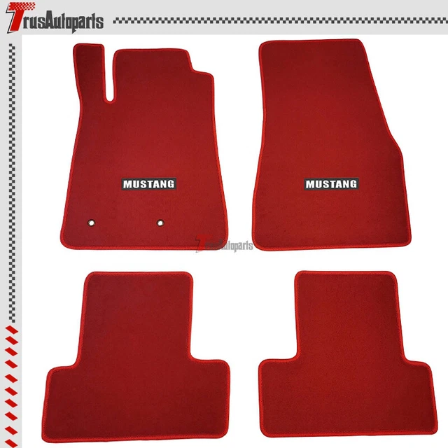 FOR 0509 FORD Mustang Floor Mats Red Nylon w/ White Mustang Carpets
