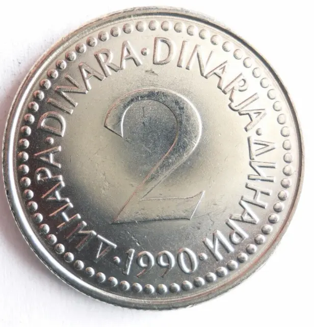 1990 YUGOSLAVIA 2 DINARA - Excellent Coin Bin #999