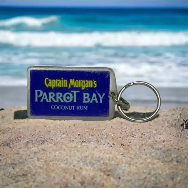 Vintage Keyring Captain Morgan Parrot Bay Coconut Rum Advertising Keychain Fob
