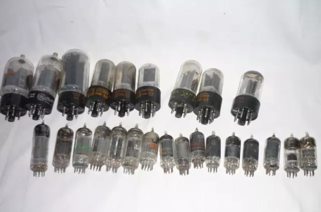 Vintage Lot of 25 Vacuum tubes RCA Sylvania GE Untested