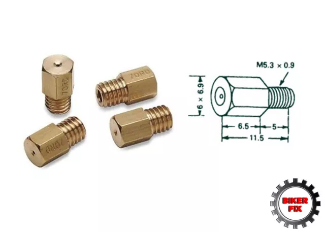 Motorcycle Scooter Carburetor Mikuni Hex Brass Main Jet - All Sizes Available