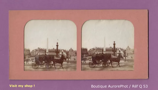 Vue Stéreo View Panoptique Color : Paris, La Place De La Concorde, Calèche  -Q53