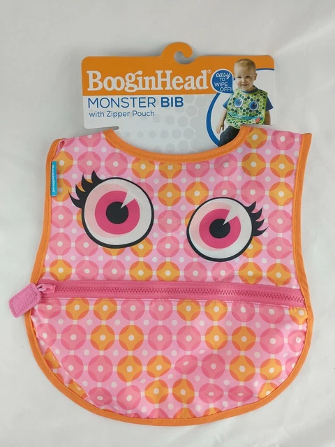 BooginHead Monster Baby Toddler Bib Zippered Pouch 10" x 10" Easy to Wipe off