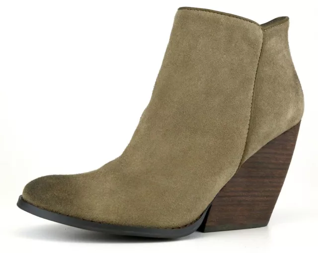 Very Volatile Whitby Demi Wedge Suede Bootie Olive Women's Size 10 N2971*