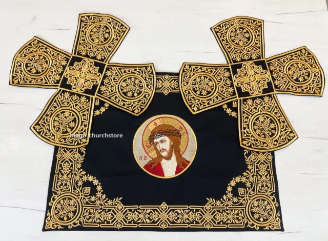 Church Embroidered Chalice Covers Set Covers Veil Gabardine Black 27.55"х19.68"
