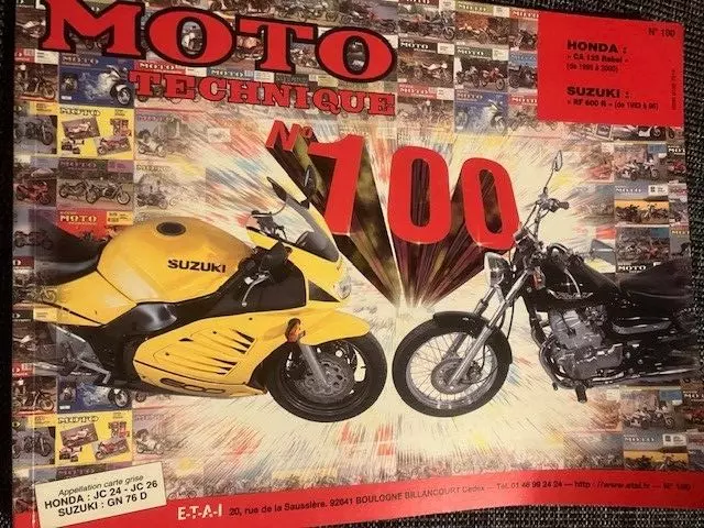 Catalogue / Brochure REVUE MOTO TECHNIQUE HONDA CA 125 REBEL/SUZUKI RF de 2001 /