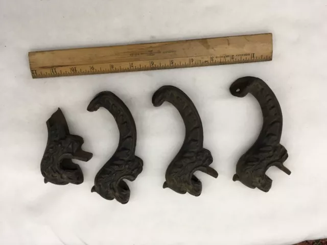 Vintage Cast Iron Shelf /stairway table Top Bracket Lion/Dragon Set Of 3