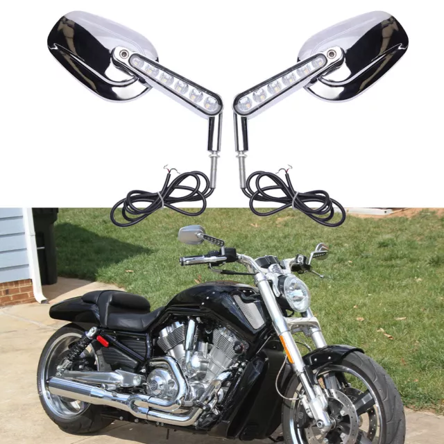 Chrom Motorrad Spiegel Rückspiegel mit LED-Blinker für Harley VRSCF V-rod Muscle