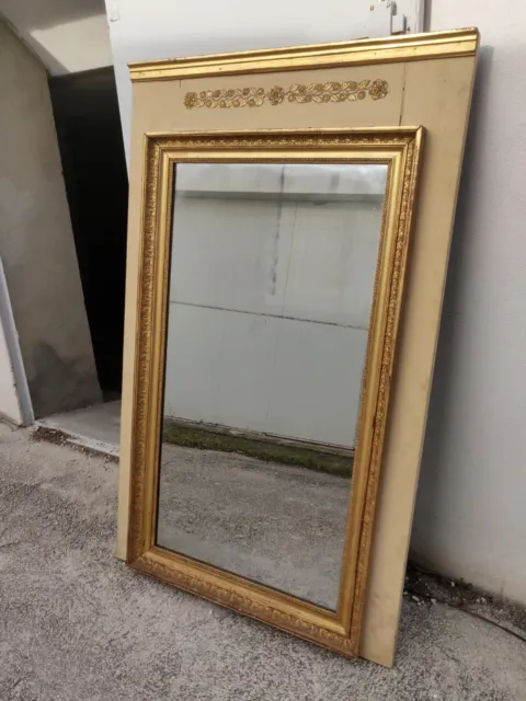 Ancien grand miroir trumeau 97 x 161 cm glace mercure cadre doré napoléon 3 2