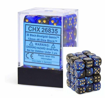 Dadi Chessex Frosted Teal Blue glass MINI 36d6 d6 Set di Blocco in plastica 12mm 27805 