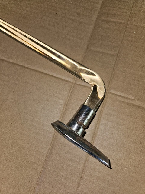Antique vtg 24" Art Deco bent glass nickel bracket bathroom kitchen towel bar