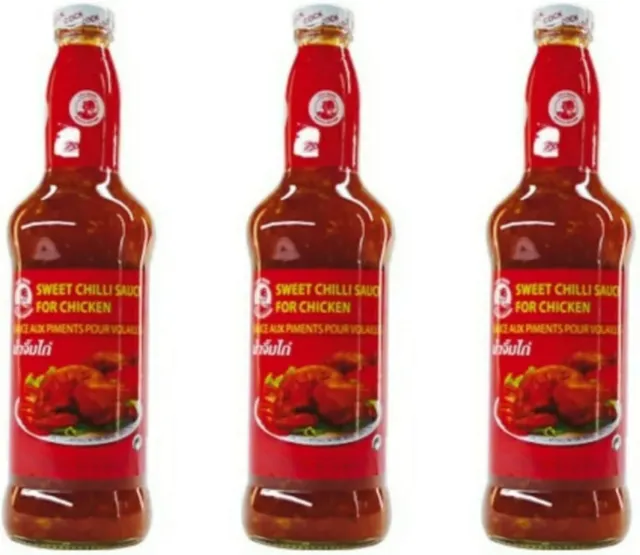 Cock Brand Süße Chilisauce für Hähnchen Dipp Sauce for Chicken 3 x 800g/650ml