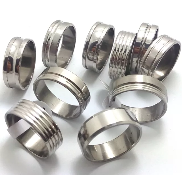 50x Silver Mix Stainless Steel Rings Men Fashion Rings Wholesale Jewelry Job lot