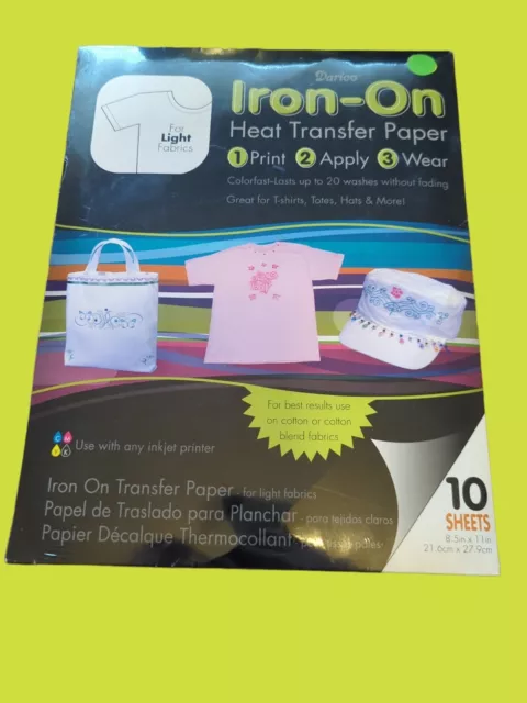 10PCS T-Shirt Print Iron-On Heat Transfer Paper Sheets For Dark/Light Cloth