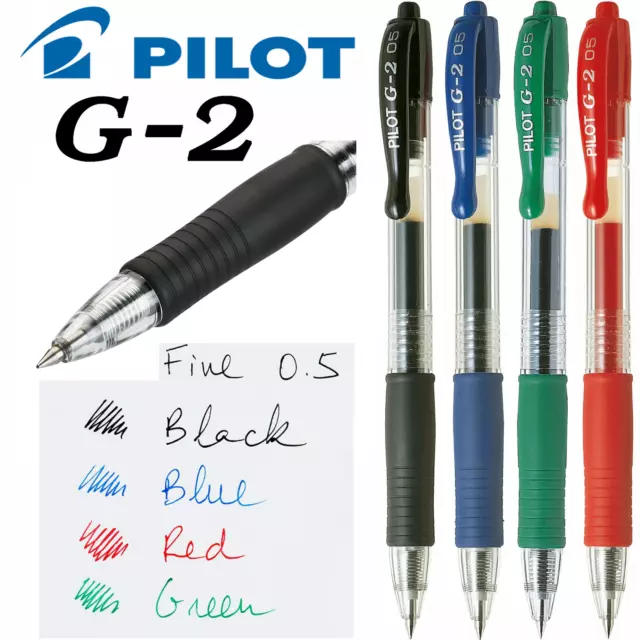 Pilot G2 05 Gel Ink Rollerball Pen Retractable Fine 0.5mm All Colours Available