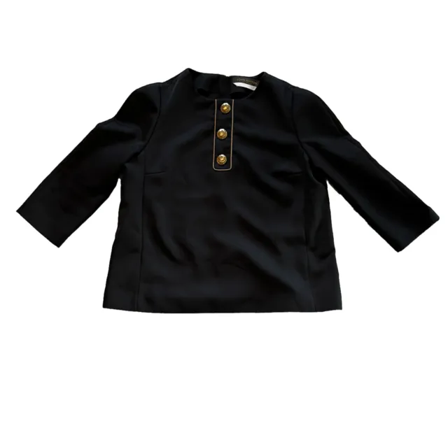 Giacca Uniforme Louis Vuitton Blazer Donna UK 6 Nero Corto Designer Formale